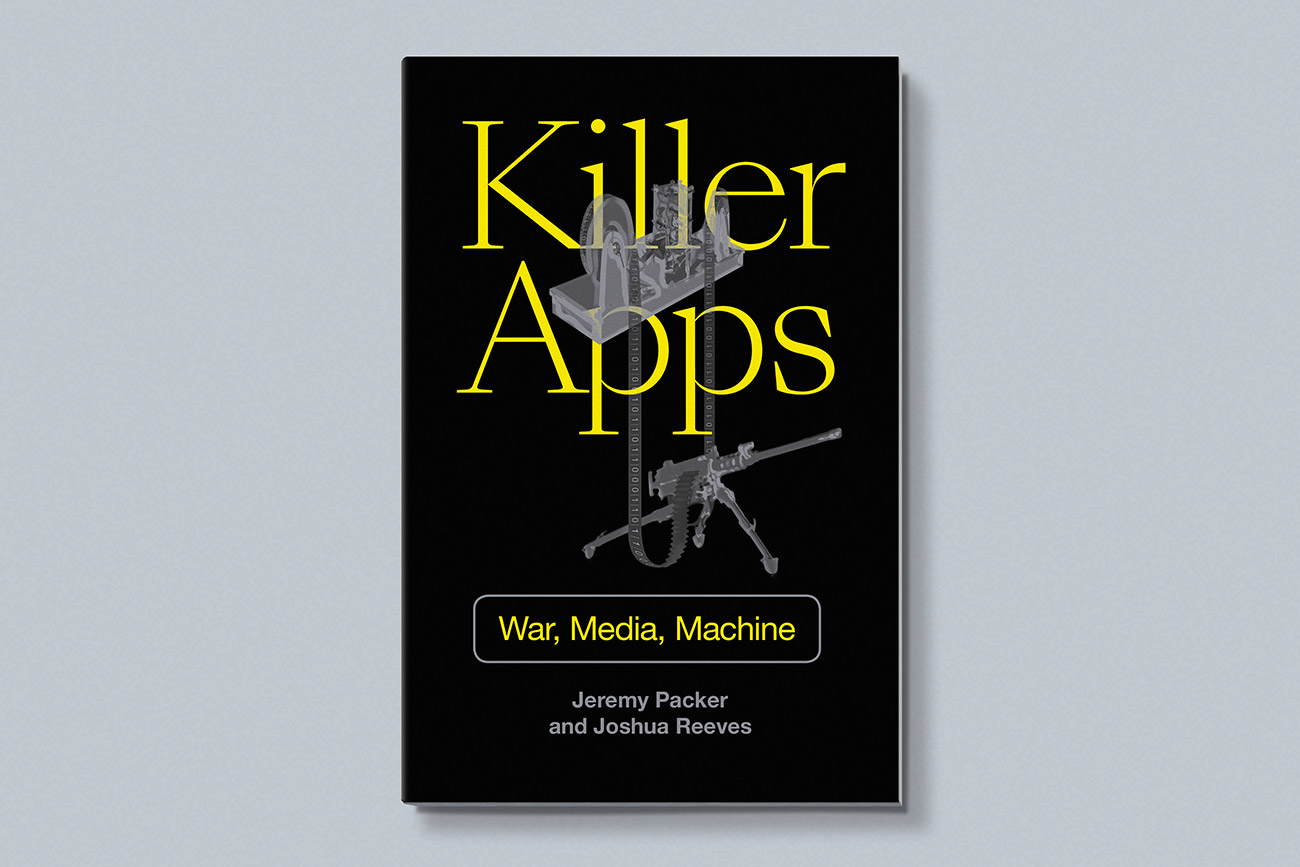 Cover design for Killer Apps by Jeremy Packer and Joshua Reeves, designed by Drew Sisk, published by Duke University Press